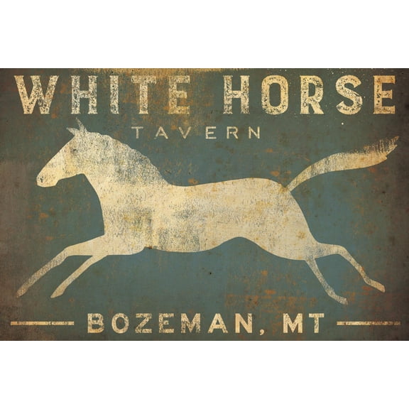 Art.com White Horse Running Art Print by Ryan Fowler, 36" x 24"