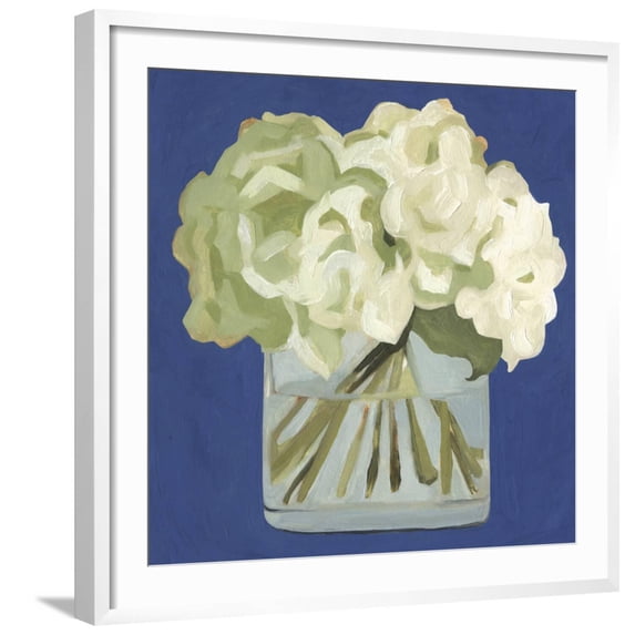 Art.com White Hydrangeas II Art Print by Emma Scarvey, White Frame Wall Art, 29" x 29"