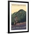 thumbnail image 1 of Art.com White Mountains, New Hampshire - Live Free and Climb Hiker Scene Art Print by Lantern Press, Black Frame Wall Art, 32" x 44", 1 of 5