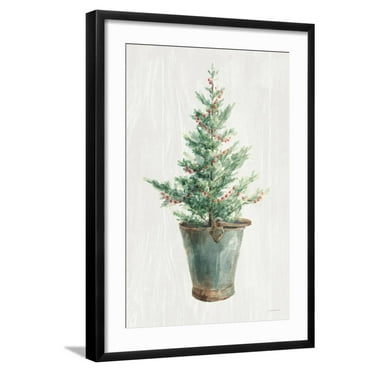Art.com White and Bright Christmas Tree I Art Print by Danhui Nai, Black Frame Wall Art, 21" x 29"