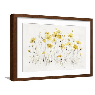 Art.com Wildflowers I Bright Yellow Art Print by Lisa Audit, Brown Frame Wall Art, 23" x 17"