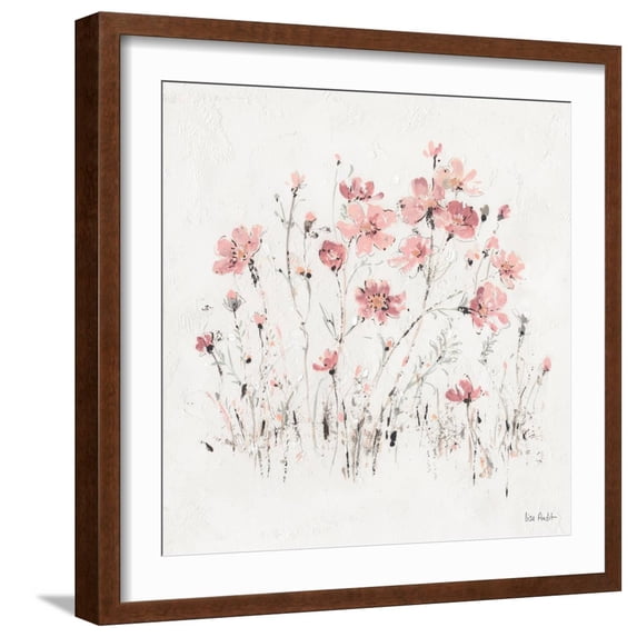 Art.com Wildflowers II Pink Art Print by Lisa Audit, Brown Frame Wall Art, 21" x 21"