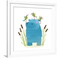 thumbnail image 1 of Art.com Wildlife Hippo with Cute Birds Smiling Kids Friends. Happy Hippopotamus Watercolor Style Animal in Art Print by Popmarleo, White Frame Wall Art, 38" x 38", 1 of 5