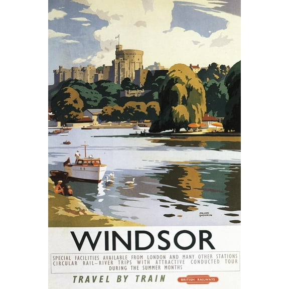 Art.com Windsor, England - British Railways Windsor Castle Thames Poster Art Print by Lantern Press, 12" x 18"