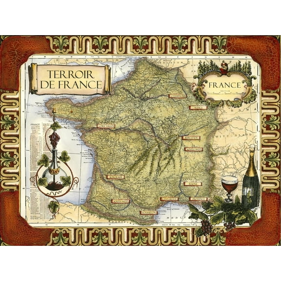Art.com Wine Map of France Art Print, 32" x 24"