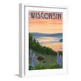 thumbnail image 1 of Art.com Wisconsin - Lake and Bear Family Art Print by Lantern Press, White Frame Wall Art, 17" x 23", 1 of 5