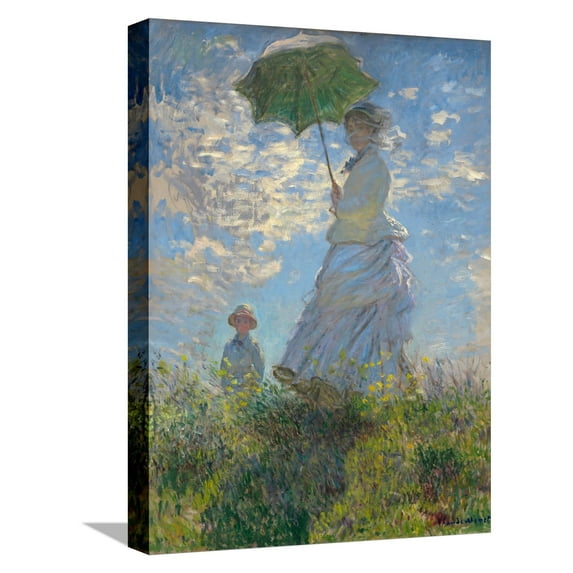 Art.com Woman With Parasol Stretched Canvas Print Wall Art by Claude Monet, 12" x 16"