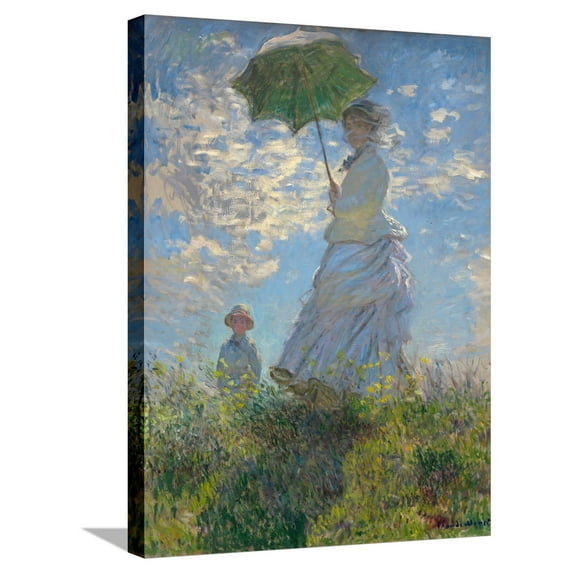 Art.com Woman With Parasol Stretched Canvas Print Wall Art by Claude Monet, 18" x 24"