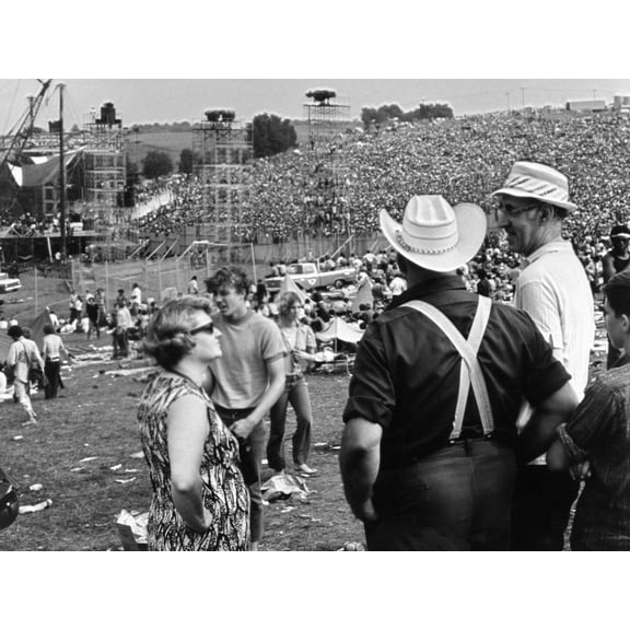 Art.com Woodstock, Farmer Max Yasgur Looks On As His Grounds Are Used For Woodstock Festival, 1970 Photo, 16" x 12"