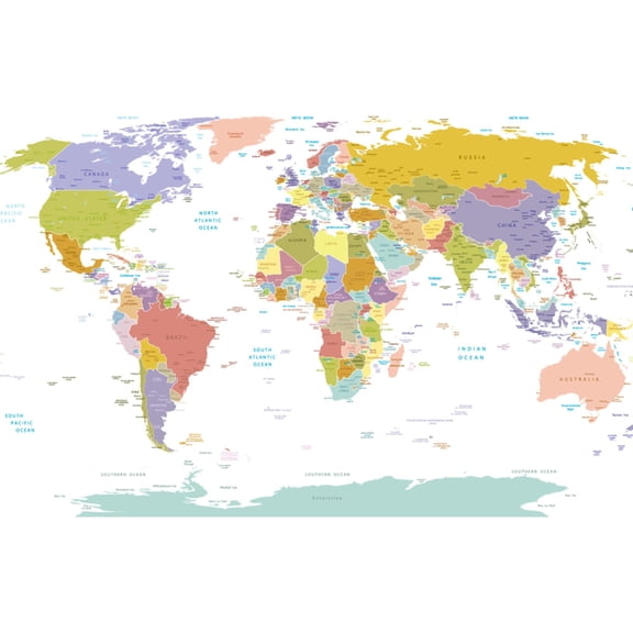 Art.com World Map Premium Giclee Print by ekler, 18" x 12"