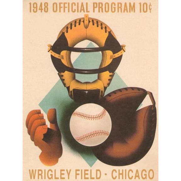 Art.com Wrigley Field Poster with Phantom Catcher Art Print, 24" x 32"