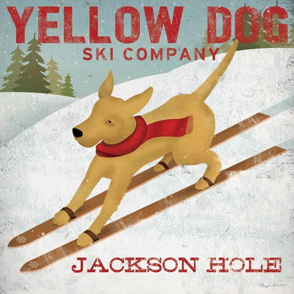 Art.com Yellow Dog Ski Co.- Jackson Hole Art Print by Ryan Fowler, 16" x 16"