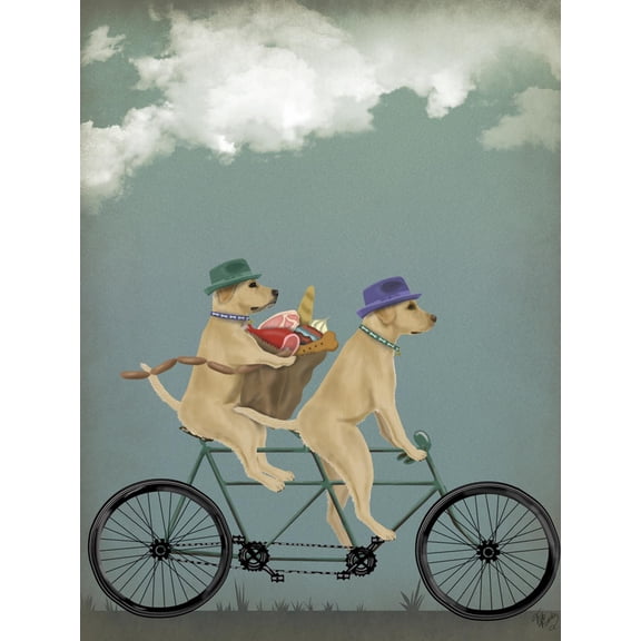 Art.com Yellow Labrador Tandem Art Print by Fab Funky, 12" x 16"
