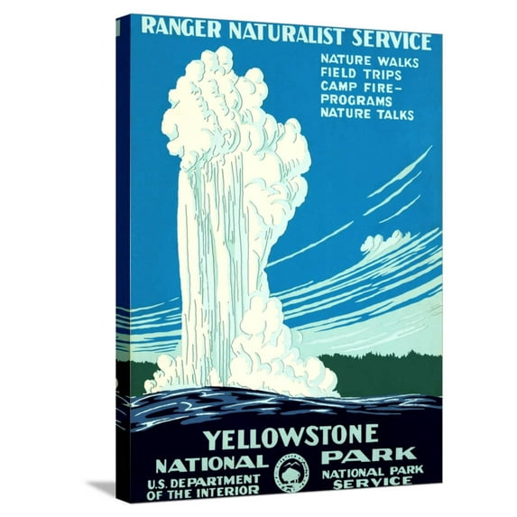 Art.com Yellowstone National Park Vintage Travel Poster Stretched Canvas Print Wall Art, 18" x 24"