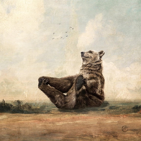 Art.com Yo, The Yoga Bear Art Print by Paula Belle Flores, 30" x 30"