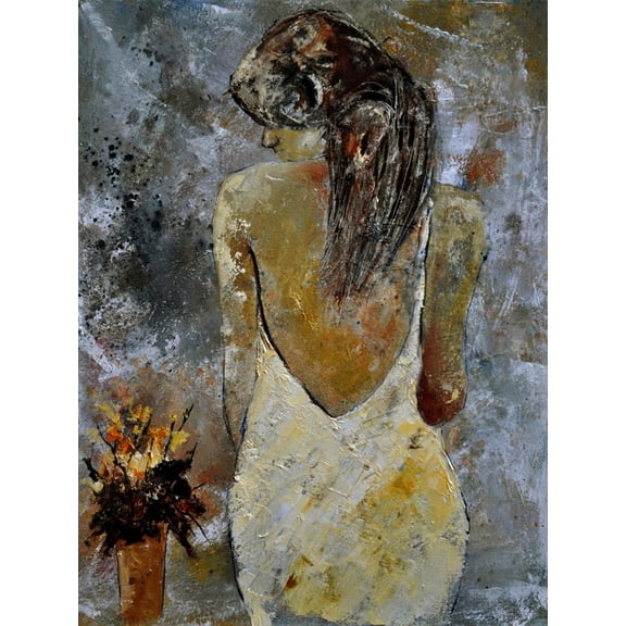 Art.com Young Lady And Flowers. Art Print by Pol Ledent, 12" x 16"