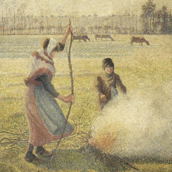 Art.com Young Peasant Fire, Frost, or the Burning of Fields Giclee Print by Camille Pissarro, 24" x 24"