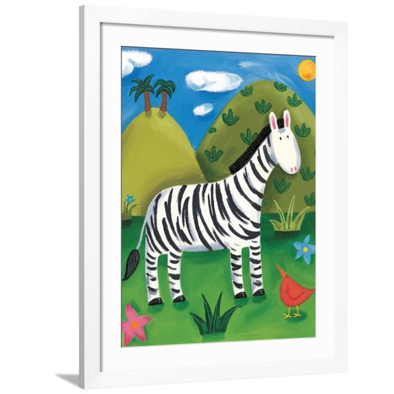 Art.com Zara the Zebra Art Print by Sophie Harding, White Frame Wall Art, 32" x 40"