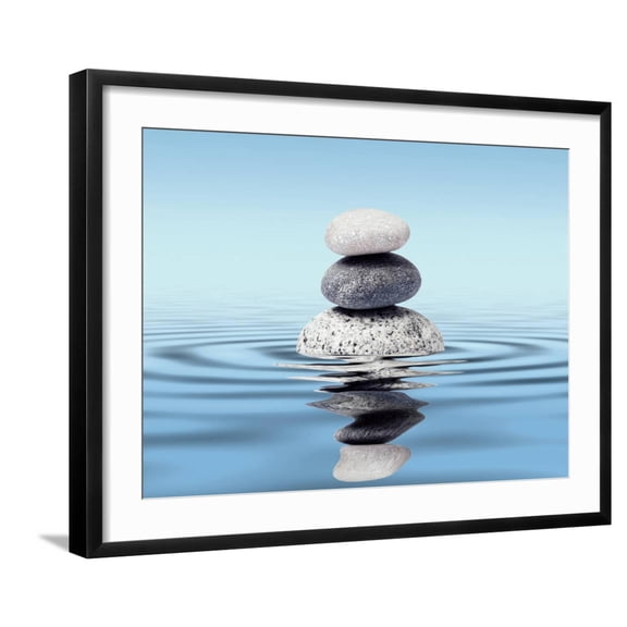 Art.com Zen Stones Balance Concept Photographic Print by Dmitry Rukhlenko, Black Frame Wall Art, 29" x 23"