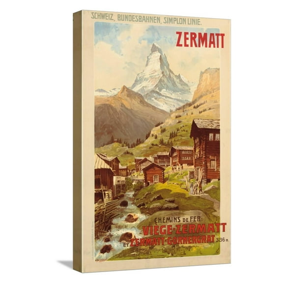 Art.com Zermatt, c.1900 Stretched Canvas Print Wall Art by Anton Reckziegel, 12" x 18"