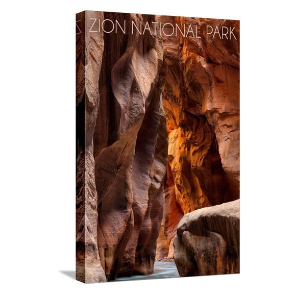 Art.com Zion National Park, Utah - Slot Canyon Stretched Canvas Print Wall Art by Lantern Press, 12" x 18"