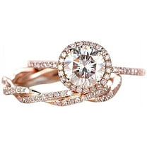 Art deco 1.50 Carat Halo Man made diamond moissanite & Man made diamond moissanite Wedding Ring Set with 18k Gold Plating