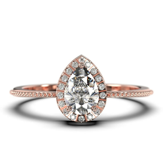 Art deco 1.75 Carat Vintage Pear Cut Diamond Moissanite Engagement Ring Set, Wedding Ring in 925 Sterling Silver With 18k Rose Gold Plating Gift For Her Promise Ring Anniversary Ring