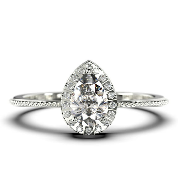 Art deco 1.75 Carat Vintage Pear Cut Diamond Moissanite Engagement Ring Set, Wedding Ring in 925 Sterling Silver With 18k White Gold Plating Gift For Her Promise Ring Anniversary Ring