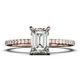 thumbnail image 1 of Art deco 2.00 Carat Emerald Cut Diamond Moissanite Engagement Ring Set, Wedding Ring in 10k Solid Rose Gold, Feminine Gift, Promise Ring, Anniversary Gift, 1 of 3