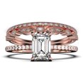 thumbnail image 1 of Art deco 2.00 Carat Emerald Cut Diamond Moissanite Engagement Ring Set, Wedding Ring in 925 Sterling Silver With 18k Rose Gold Plating Feminine Gift, Promise Ring, Anniversary Gift, 1 of 4