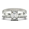 thumbnail image 1 of Art deco 2.00 Carat Emerald Cut Diamond Moissanite Engagement Ring Set, Wedding Ring in 925 Sterling Silver With 18k White Gold Plating Feminine Gift, Promise Ring, Anniversary Gift, 1 of 4