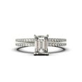 thumbnail image 1 of Art deco 2.00 Carat Emerald Cut Diamond Moissanite Engagement Ring Set, Wedding Ring in 925 Sterling Silver With 18k White Gold Plating Feminine Gift, Promise Ring, Anniversary Gift, 1 of 4
