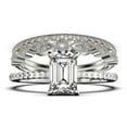 thumbnail image 1 of Art deco 2.00 Carat Emerald Cut Diamond Moissanite Engagement Ring Set, Wedding Ring in 925 Sterling Silver With 18k White Gold Plating Feminine Gift, Promise Ring, Anniversary Gift, 1 of 4
