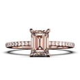 thumbnail image 1 of Art deco 2.00 Carat Emerald Cut Morganite And Diamond Moissanite Engagement Ring Set, Wedding Ring in 925 Sterling Silver With 18k Rose Gold Plating Feminine Gift, Promise Ring, Anniversary Gift, 1 of 3