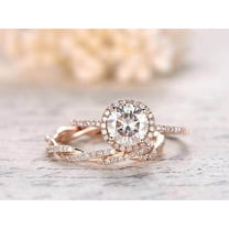 Art deco 2.50 Carat Halo Moissanite Diamond Wedding Ring Set with 18k Gold Plating
