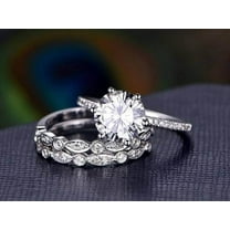 Art deco 2.50 Carat Moissanite Diamond Trio Wedding Set with 18k Gold Plating