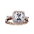 thumbnail image 1 of Art deco 2 Ct Moissanite and Diamond Halo Wedding Ring Set in Rose Gold, 1 of 5