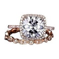 thumbnail image 1 of Art deco 2 Ct Moissanite and Moissanite Halo Wedding Ring Set with 18k Gold Plating, 1 of 6