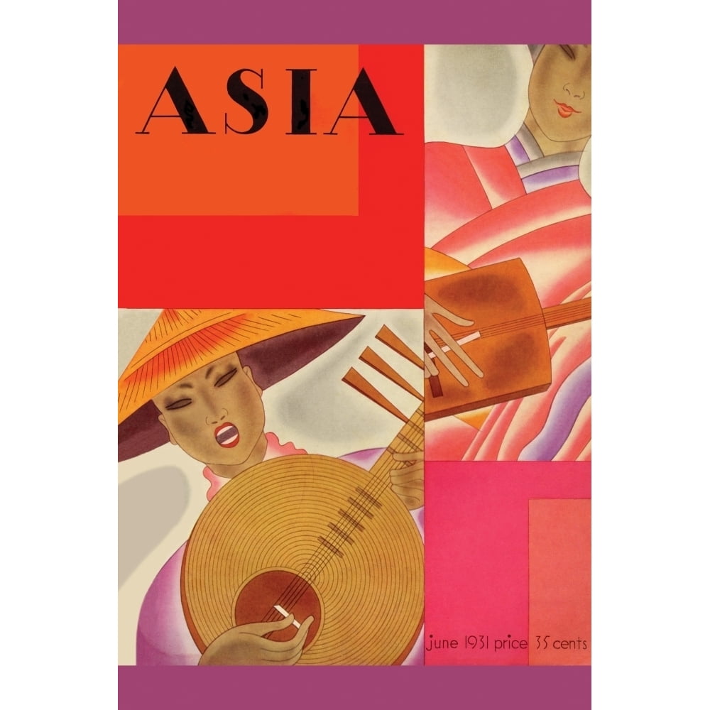 Art deco Cover art from the December 1931 Asia magazine showing a two ...