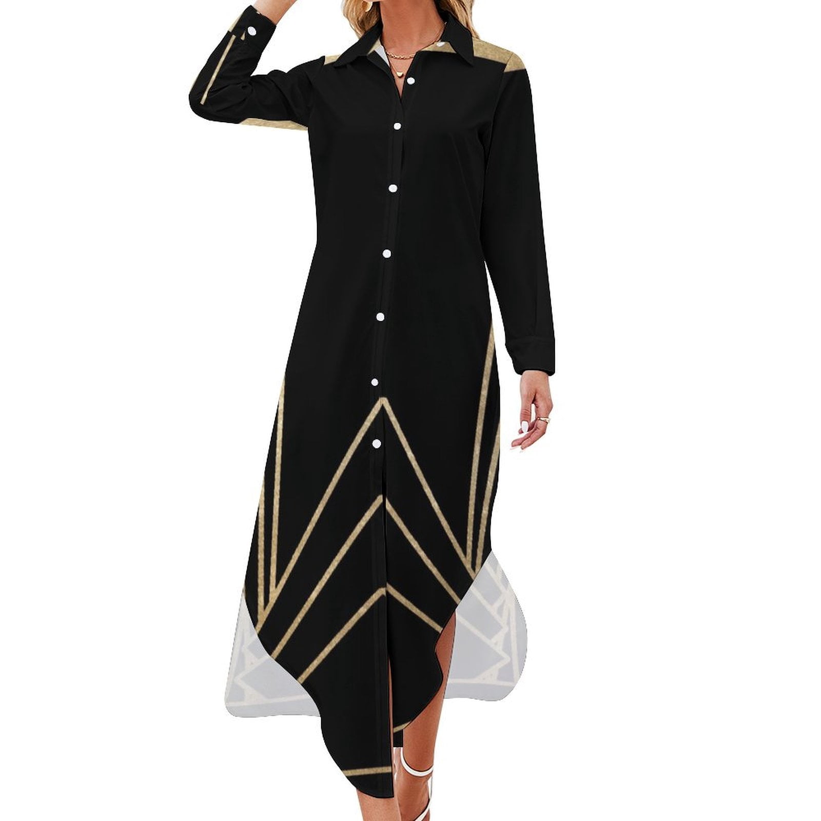 black long coat dress for women NELSON