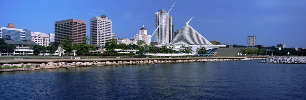 Art museum at the waterfront Milwaukee Art Museum Lake Michigan Milwaukee Wisconsin USA Canvas Art - Panoramic Images (12 x 36)