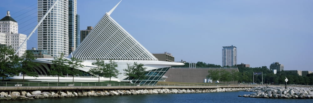 Art museum at the waterfront Milwaukee Art Museum Lake Michigan Milwaukee Wisconsin USA Canvas Art - Panoramic Images (12 x 36)