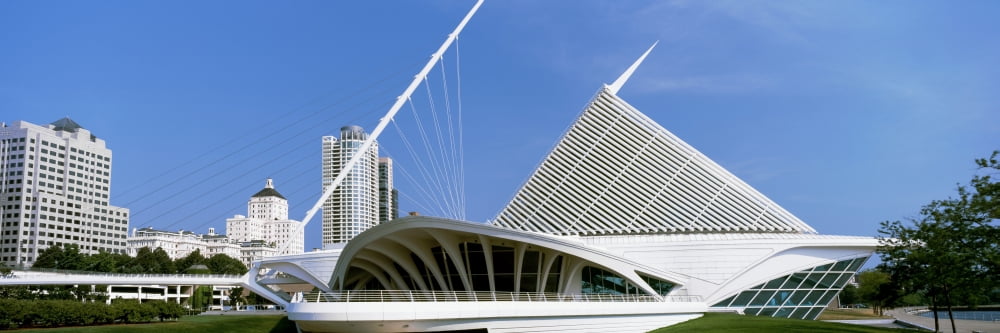 Art museum at the waterfront Milwaukee Art Museum Lake Michigan Milwaukee Wisconsin USA Canvas Art - Panoramic Images (6 x 18)