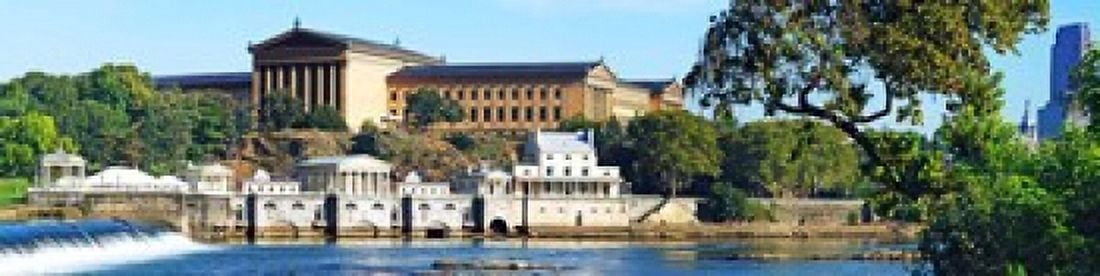 Art museum at the waterfront Philadelphia Museum Of Art Schuylkill River Philadelphia Pennsylvania USA Canvas Art - Panoramic Images (20 x 5)