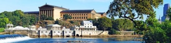 Art museum at the waterfront Philadelphia Museum Of Art Schuylkill River Philadelphia Pennsylvania USA Canvas Art - Panoramic Images (40 x 10)