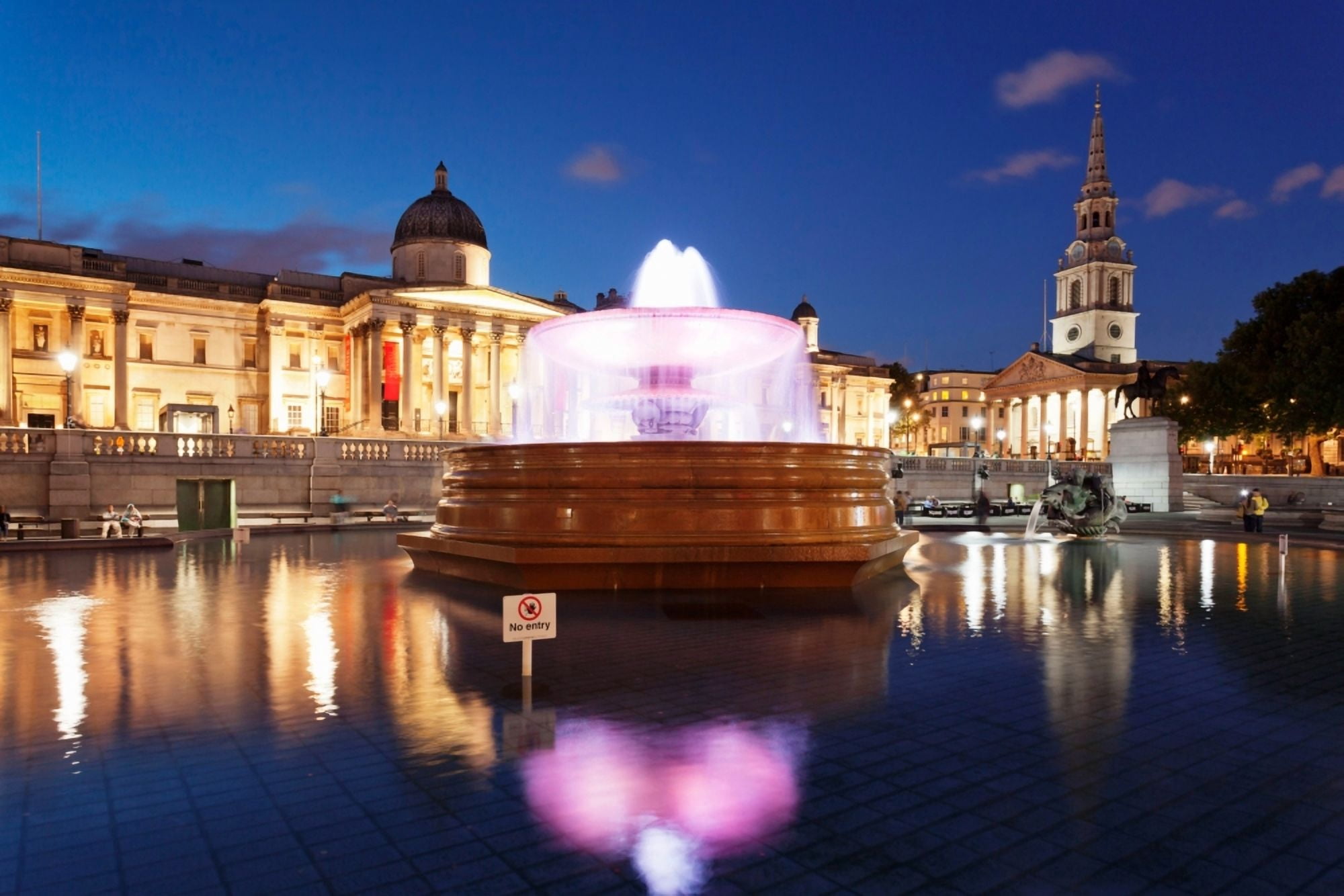 Art museum and church lit up at night National Gallery St Martin-in-the-Fields Trafalgar Square London England Canvas Art - Panoramic Images (36 x 12)