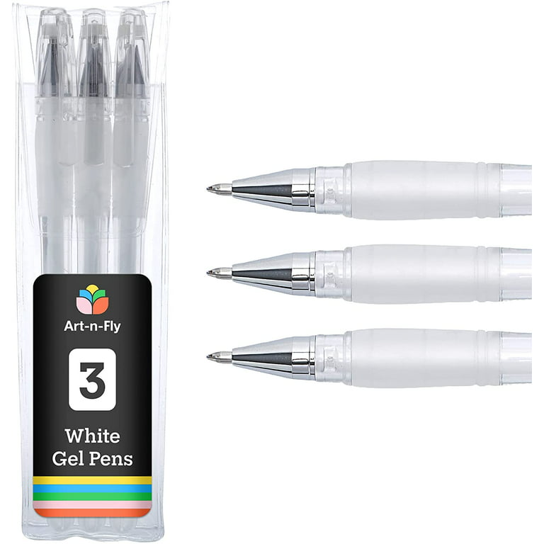 Fine Point White Gel Pen for Artists with Archival Ink Fine Tip Sketching Pens Drawing Illustration (3, White)