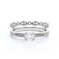 thumbnail image 1 of Art nouvea 1.25 Carat Round Cut Diamond Moissanite Unique Engagement Ring, Wedding Ring in 925 Sterling Silver With 18k White Gold Plating Gift For Her, Anniversary Ring, Bridal Set, Matching Band, 1 of 3