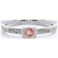 thumbnail image 1 of Art nouvea 1.25 Carat Round Cut Morganite And Diamond Moissanite Unique Engagement Ring, Wedding Ring in 925 Sterling Silver With 18k White Gold Plating Anniversary Ring, Bridal Set, Matching Band, 1 of 3