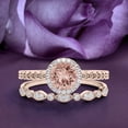 thumbnail image 1 of Art nouvea 1.80 Carat Round Cut Morganite And Diamond Moissanite Engagement Ring Set, Bridal Rings, Wedding Ring in 925 Sterling Silver With 18k Rose Gold Plating, Engraving Ring, Promise Ring, 1 of 3
